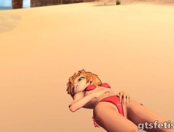 Giantess Vore - Beachgirl eating tiny boyfriend