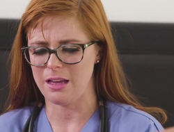 Lesbian doctor with glasses fist her patient's asshole